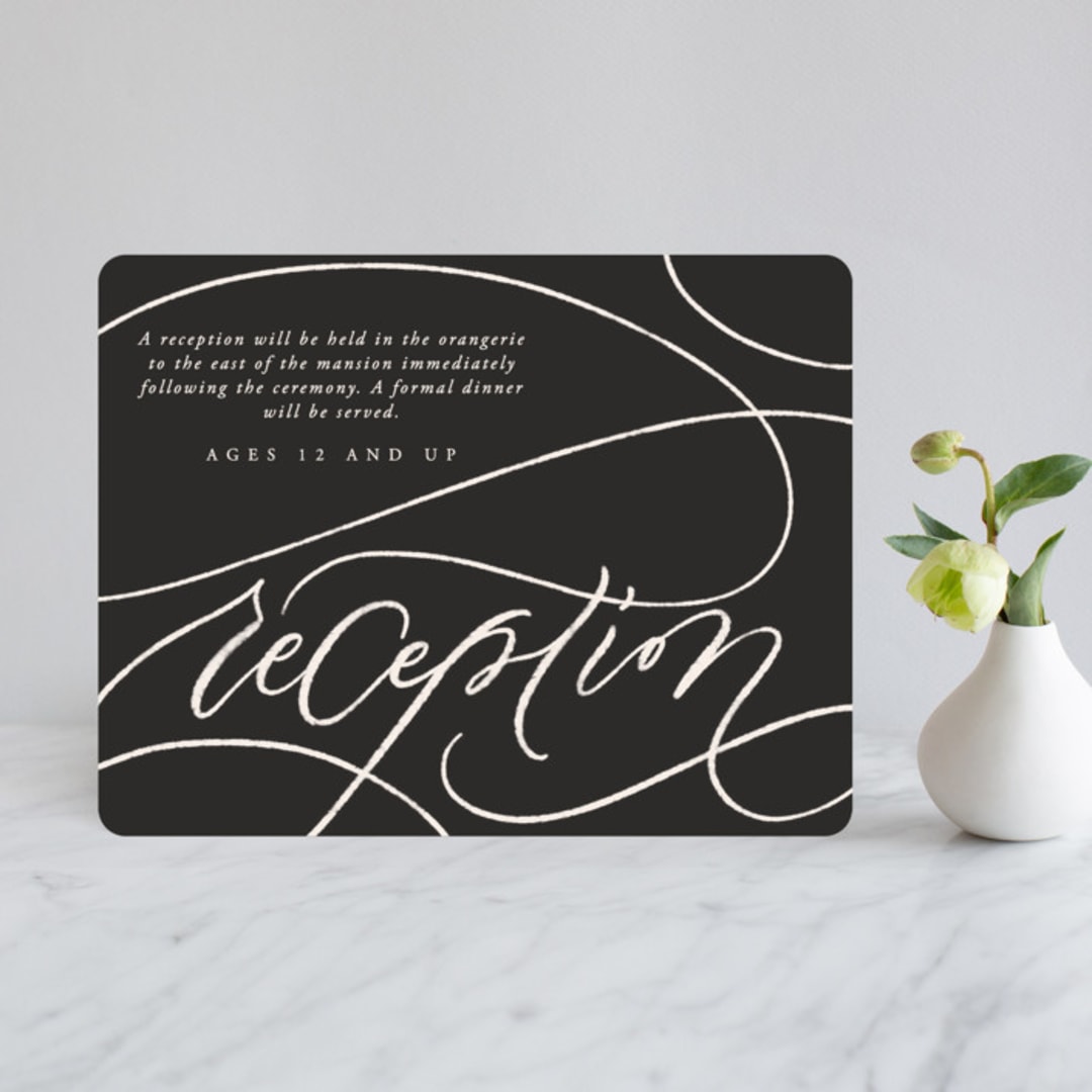 "Fountain Pen" - Reception Cards in Creme by Erin L. Wilson - Front