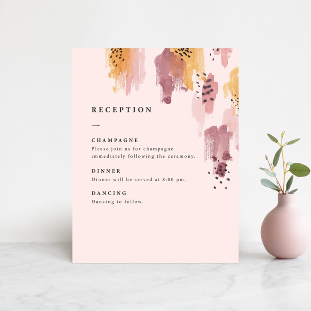 "Mod Brush" - Reception Cards in Blush by Lisa Fee Paura - Front