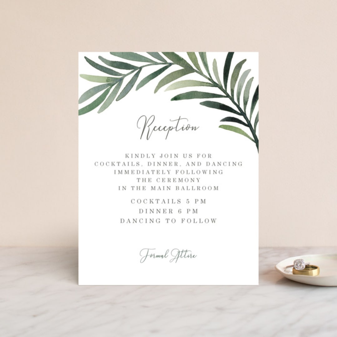 "Green leaf frame" - Reception Cards in Limestone by Yaling Hou Suzuki - Front