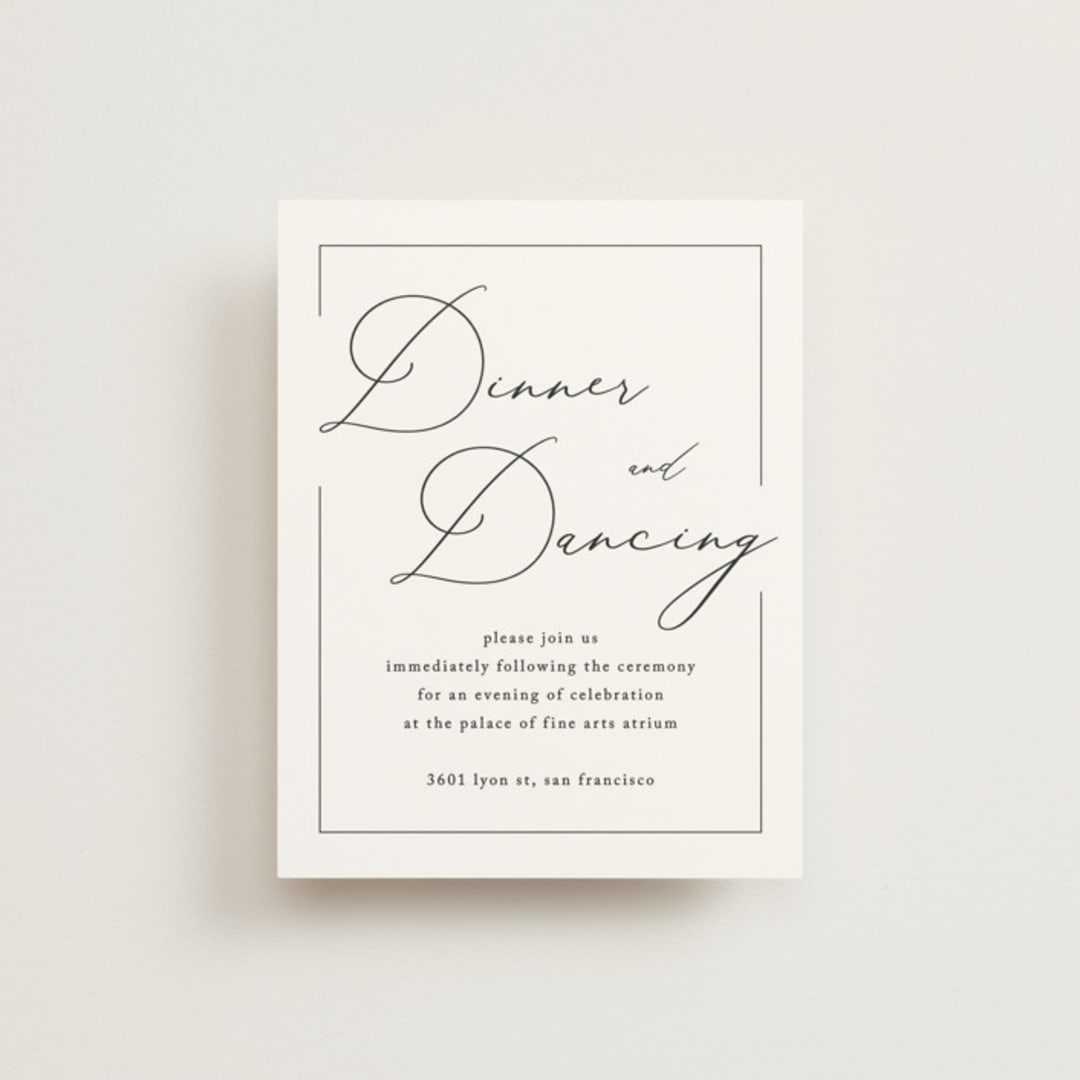 "Love Story" - Reception Cards in Alabaster by Liz Conley - Front