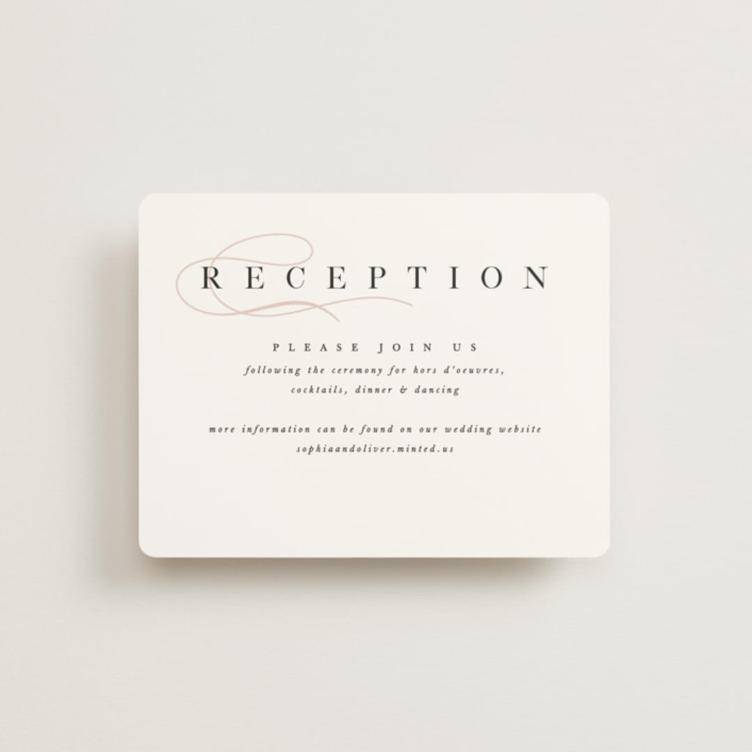 "First Love" - Reception Cards in Blush by Pixel and Hank - Front