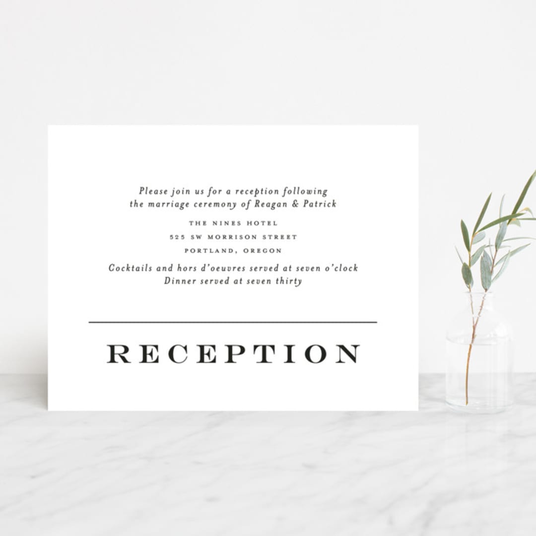 "Library Square" - Reception Cards in Charcoal by Meagan Christensen - Front