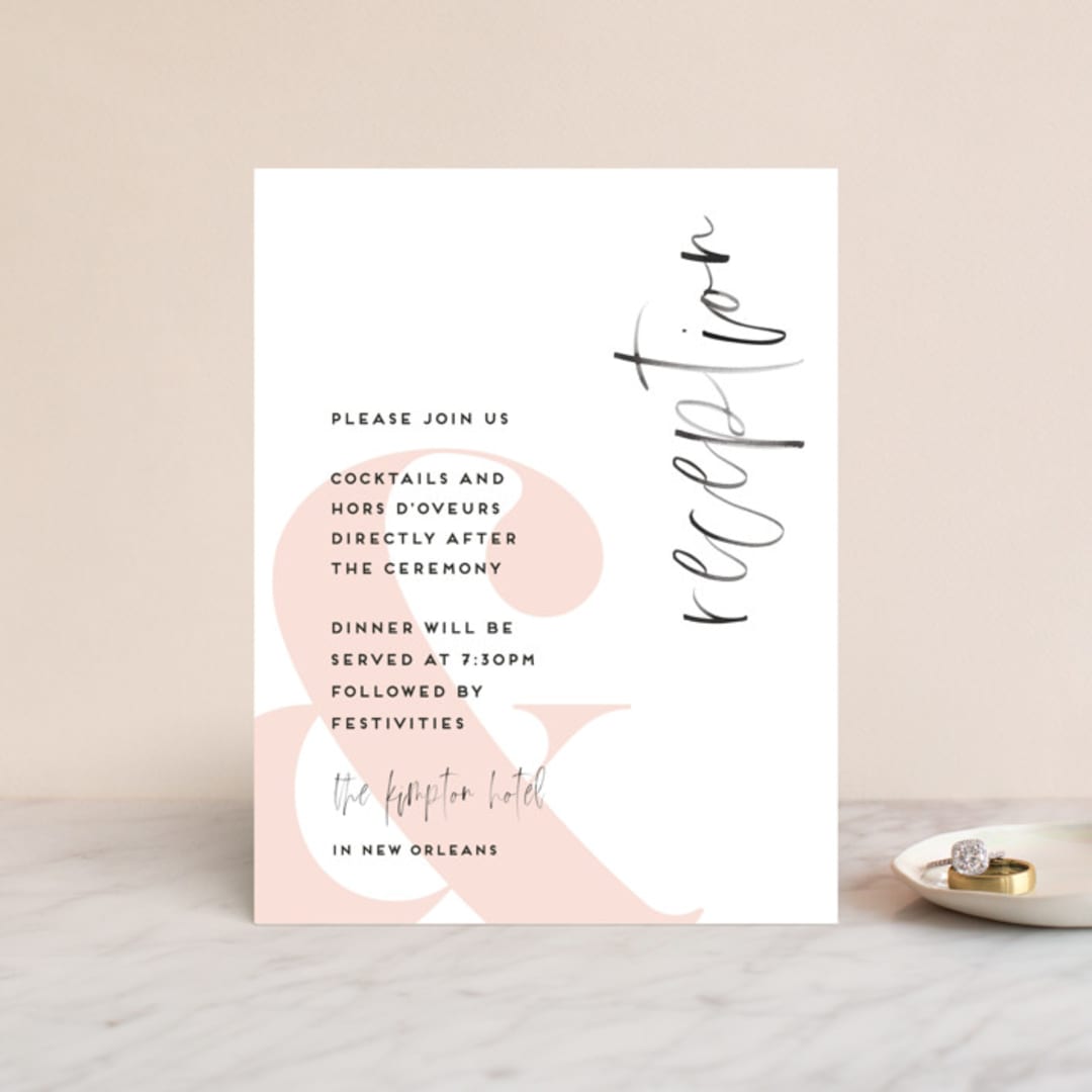 "thespian" - Reception Cards in Coral by silverscreen studio - Front
