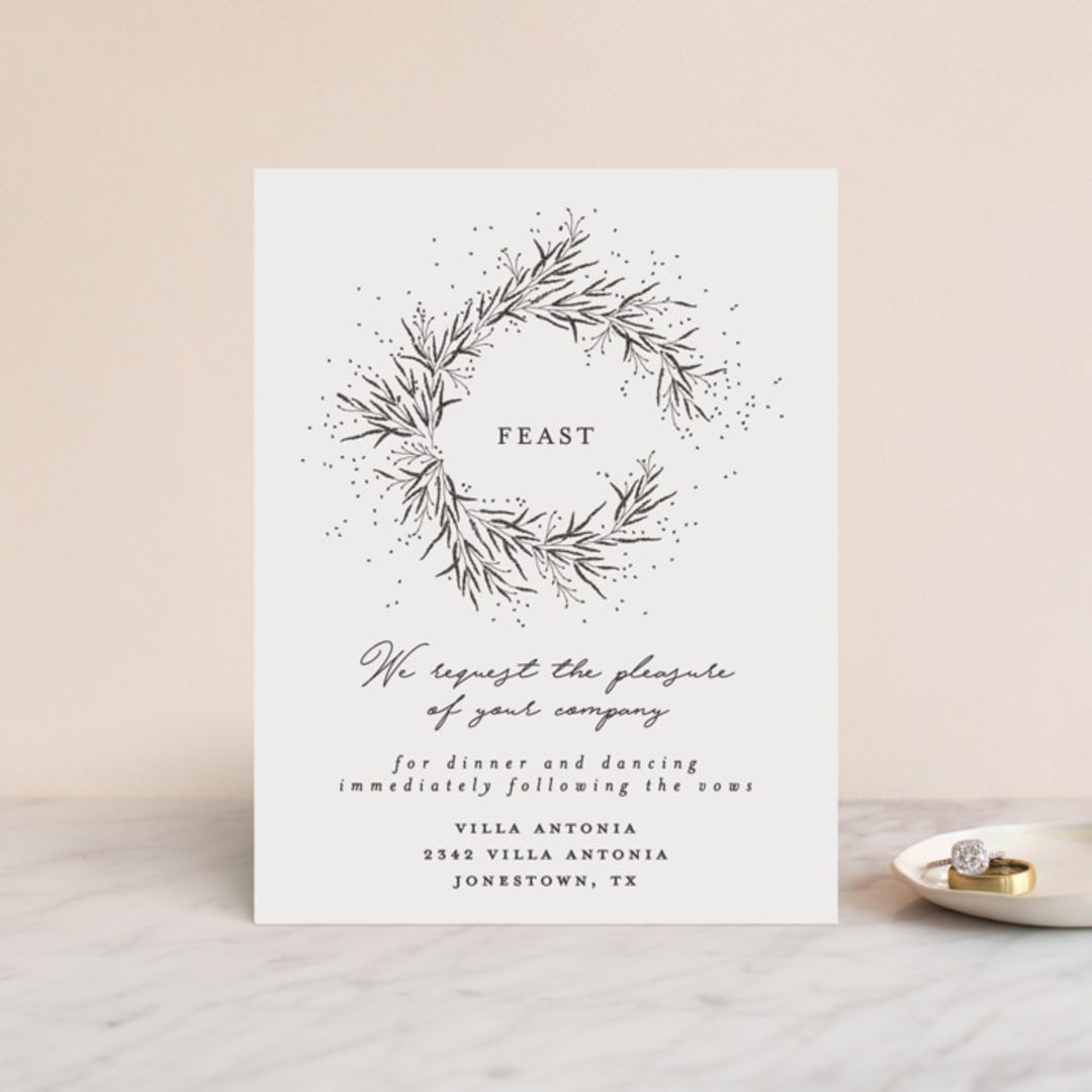 "A Sketched Wreath" - Reception Cards in Concrete by Plain White Paper Co - Front