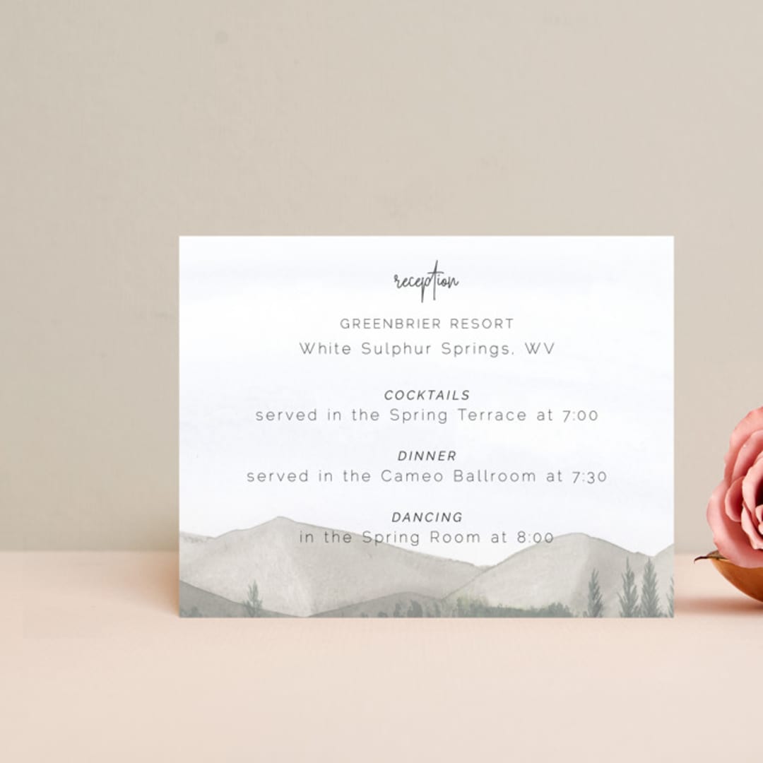 "muted mountains" - Reception Cards in Splendid Day by Deborah Chou - Front