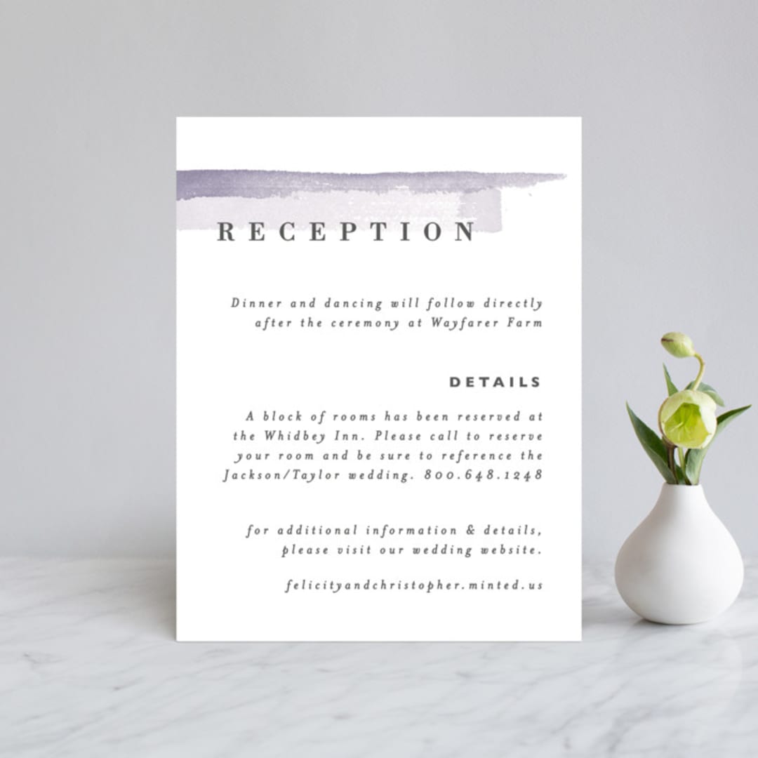 "Sea Splash" - Reception Cards in Amethyst by Alethea and Ruth - Front