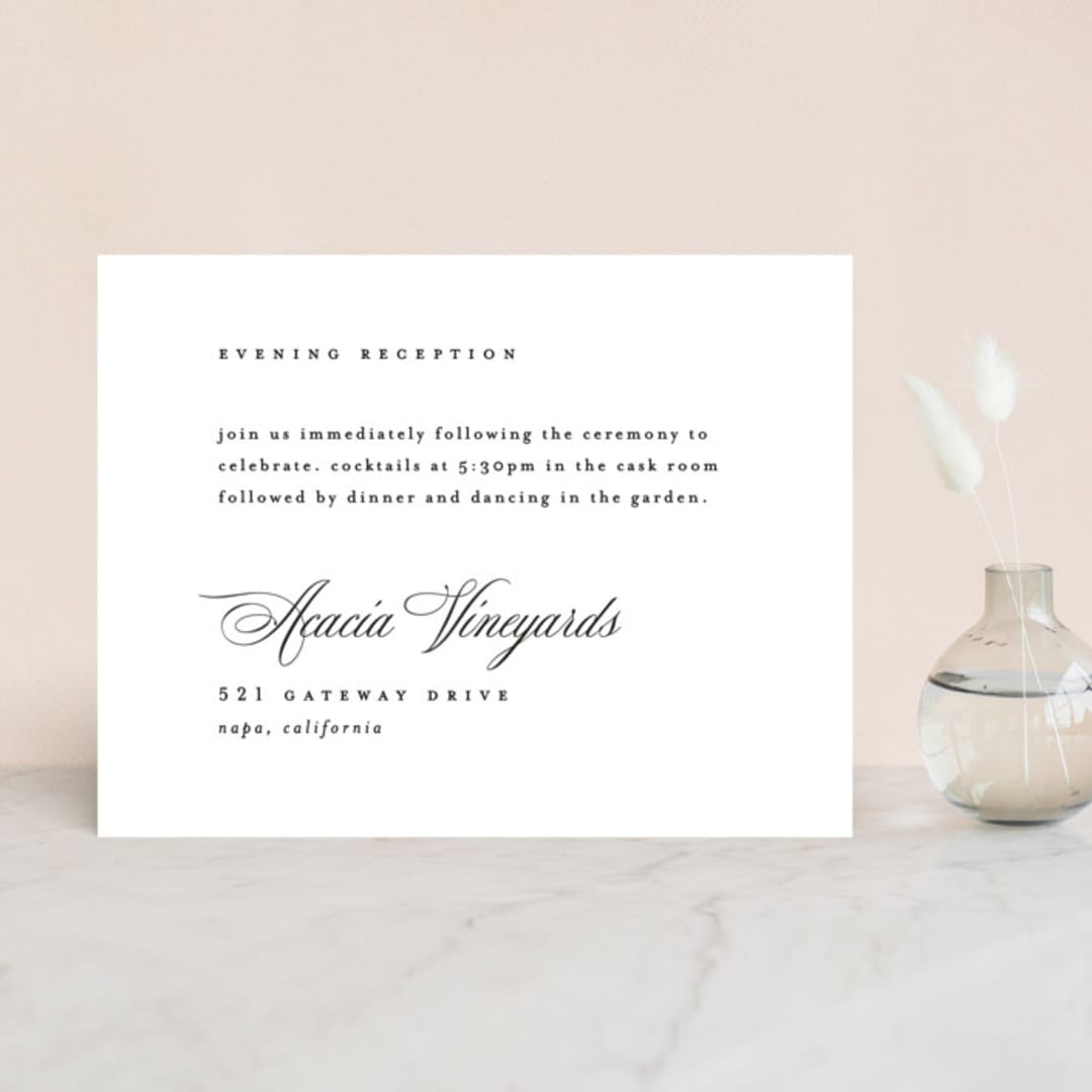 "Scripted Union" - Reception Cards in Pearl by Kelly Schmidt - Front
