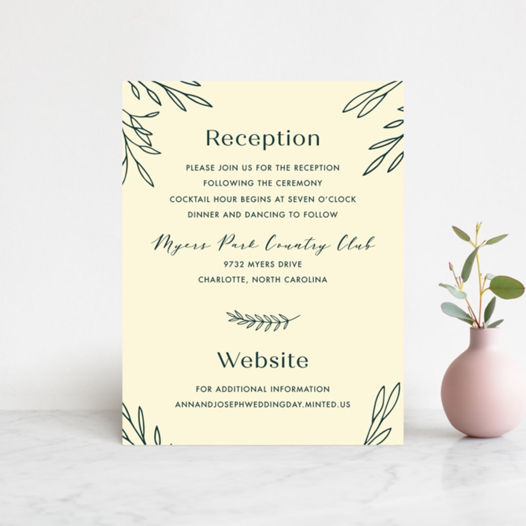 "Snippet" - Reception Cards in Pine by Sarah Brown - Front