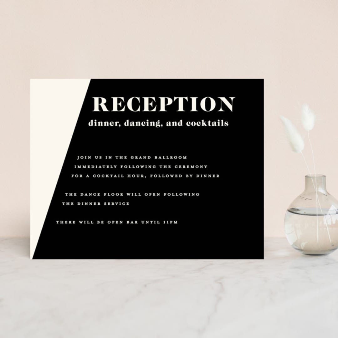 "Angled" - Reception Cards in Onyx by GeekInk Design - Front