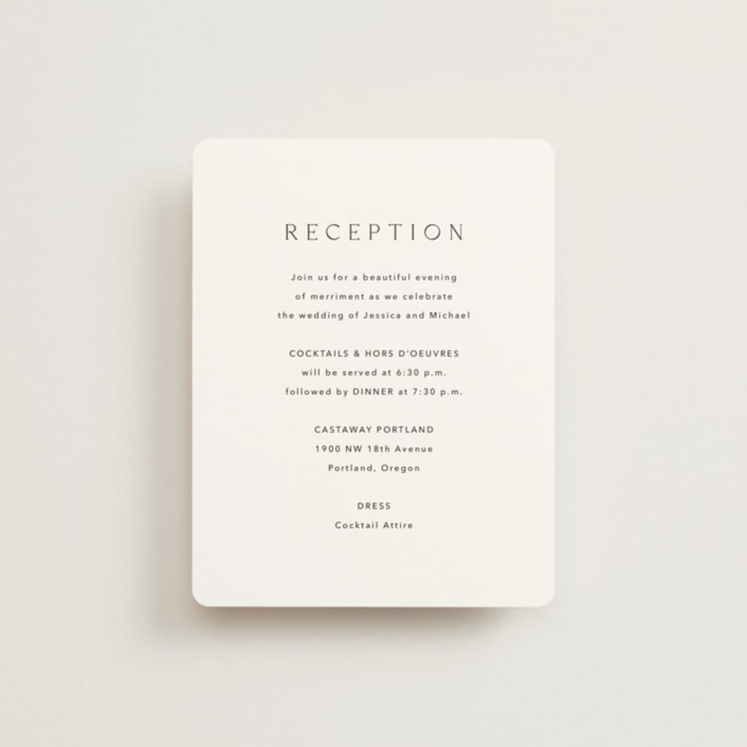 "Picture Perfect" - Reception Cards in Opal by Jennifer Postorino - Front