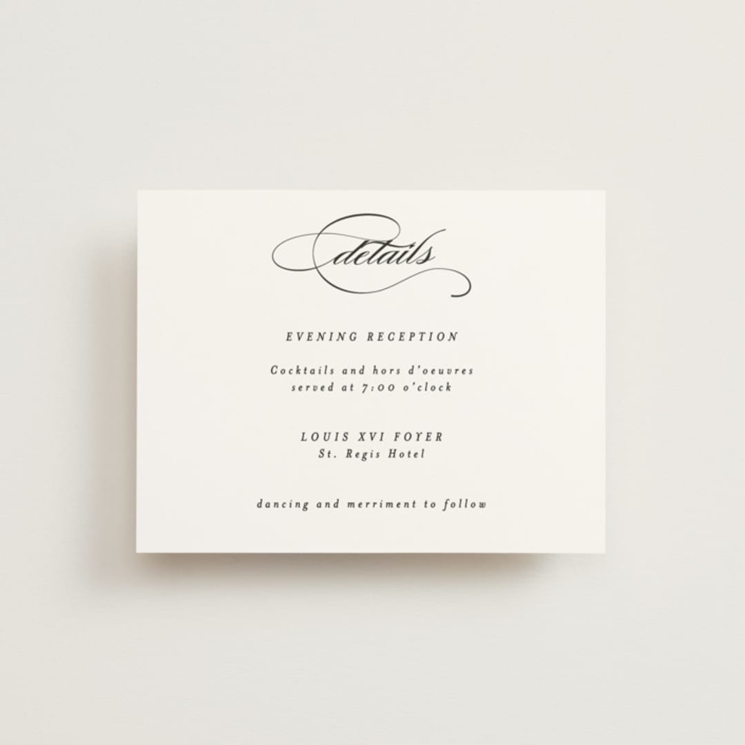 "Charming" - Reception Cards in Pearl by AK Graphics - Front