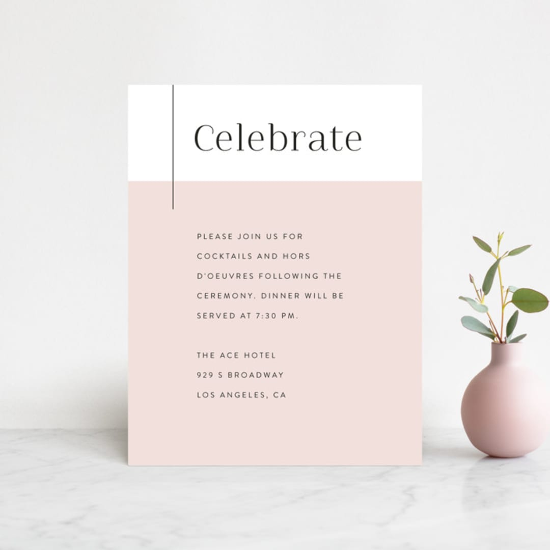 "The Ace" - Reception Cards in Petal by Rochelle Renee - Front