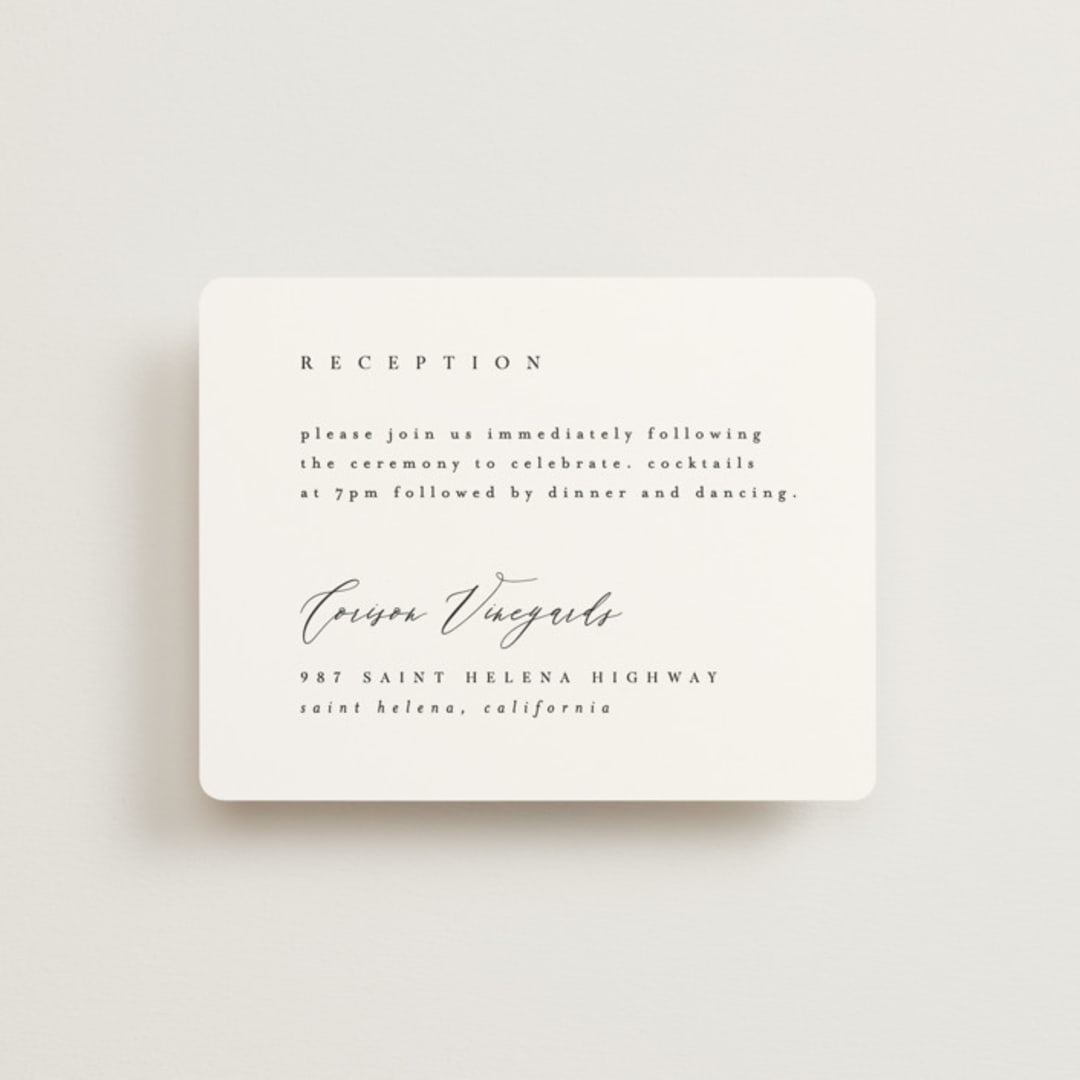 "Corison" - Reception Cards in Classic by Kelly Schmidt - Front