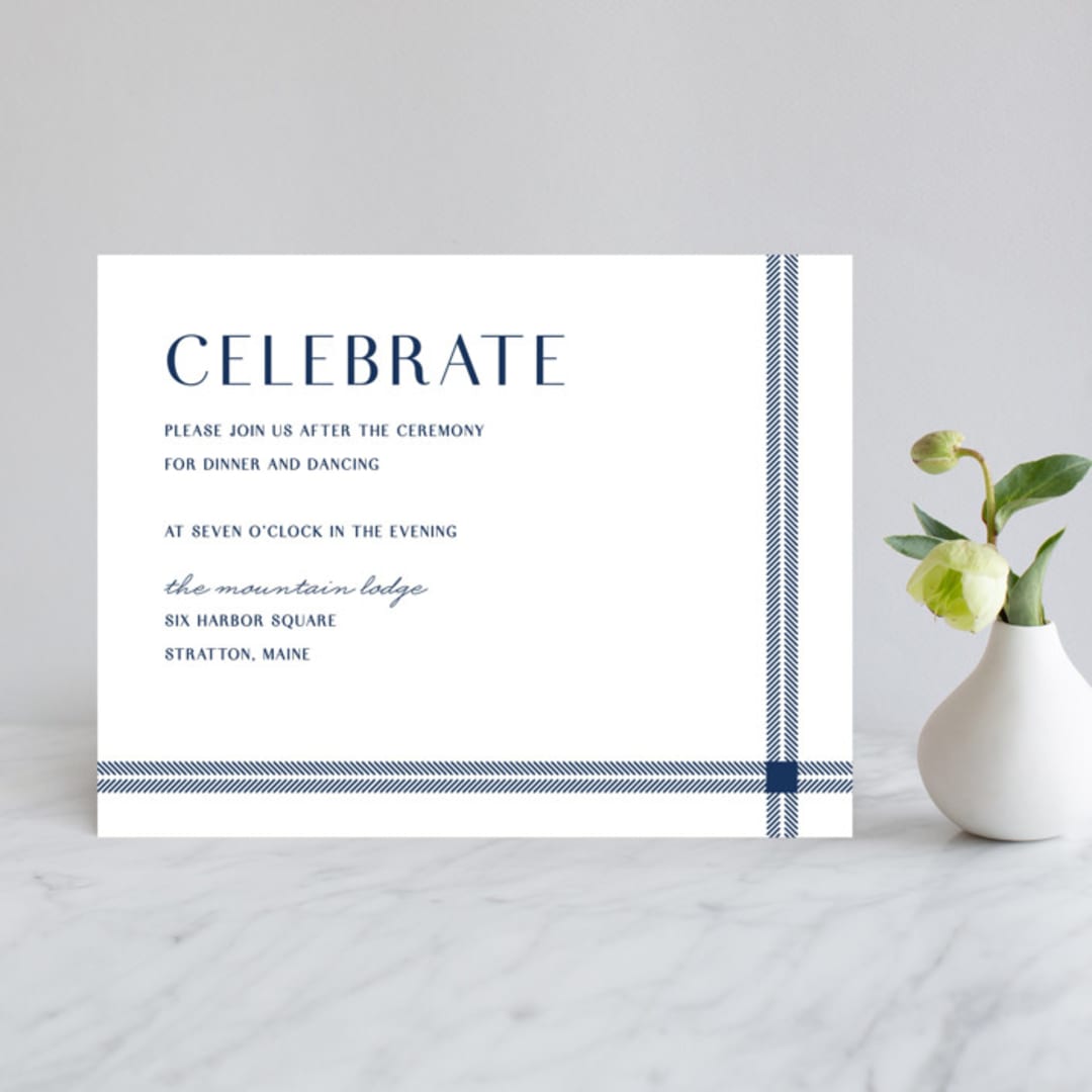 "window pane check" - Reception Cards in Navy by Kerry Doyle - Front