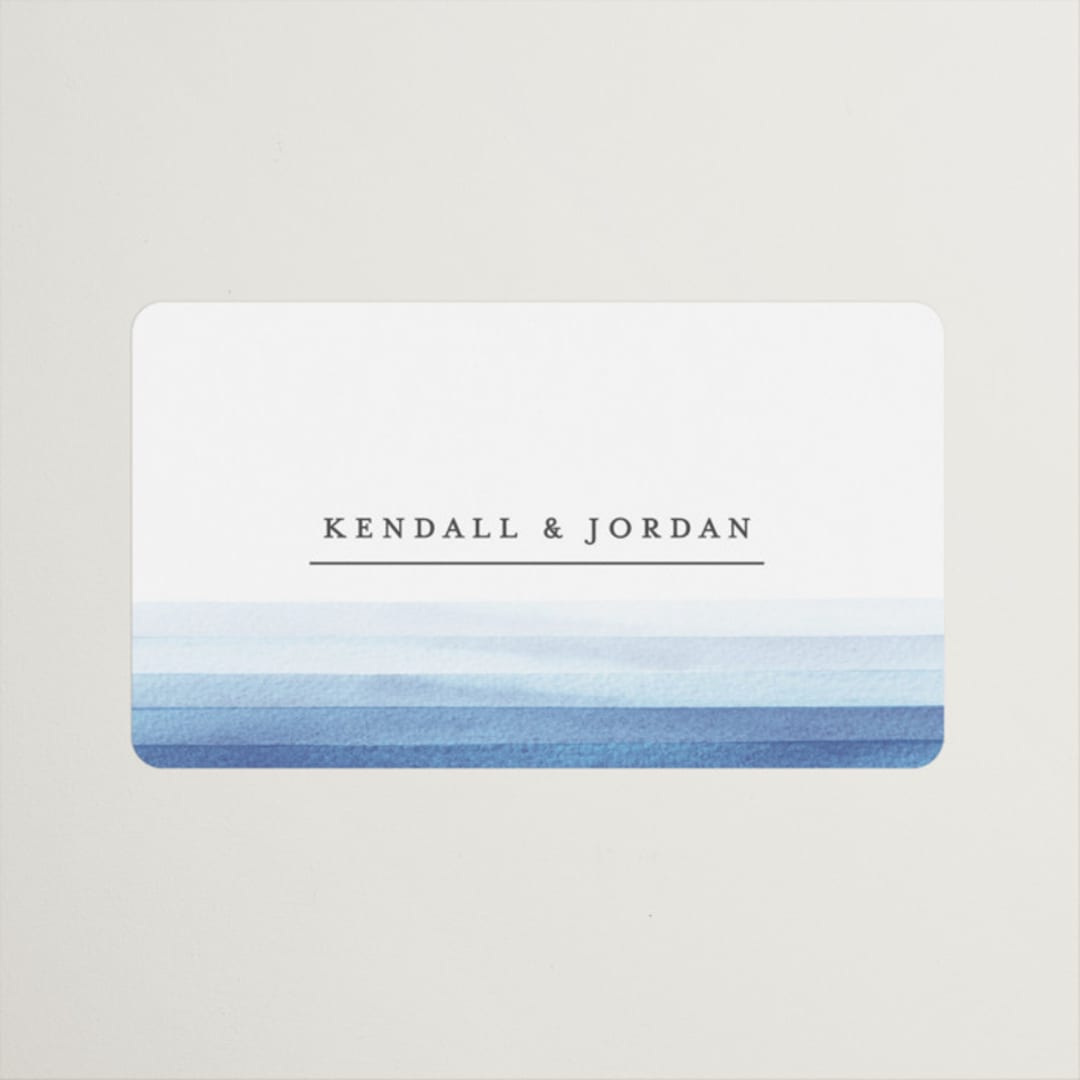 "Watercolour Stripe" - Rehearsal Dinner Favor Stickers in Azure by Bethan - Front