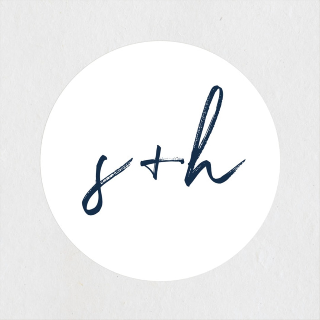 "Funky Names" - Rehearsal Dinner Favor Stickers in Navy by Phrosné Barwood - Front