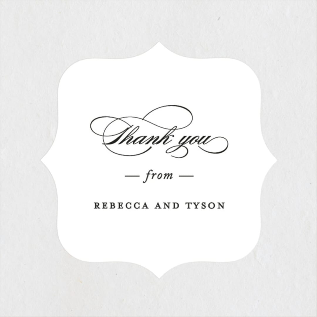 "Eloquence" - Rehearsal Dinner Favor Stickers in Goldenrod by Kimberly FitzSimons - Front