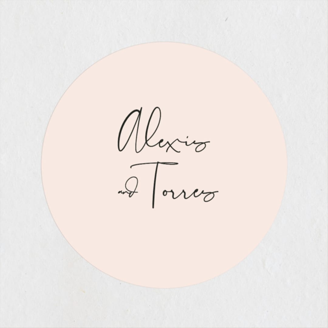 "Just the Two of Us" - Rehearsal Dinner Favor Stickers in Blush by Jennifer Wick - Front