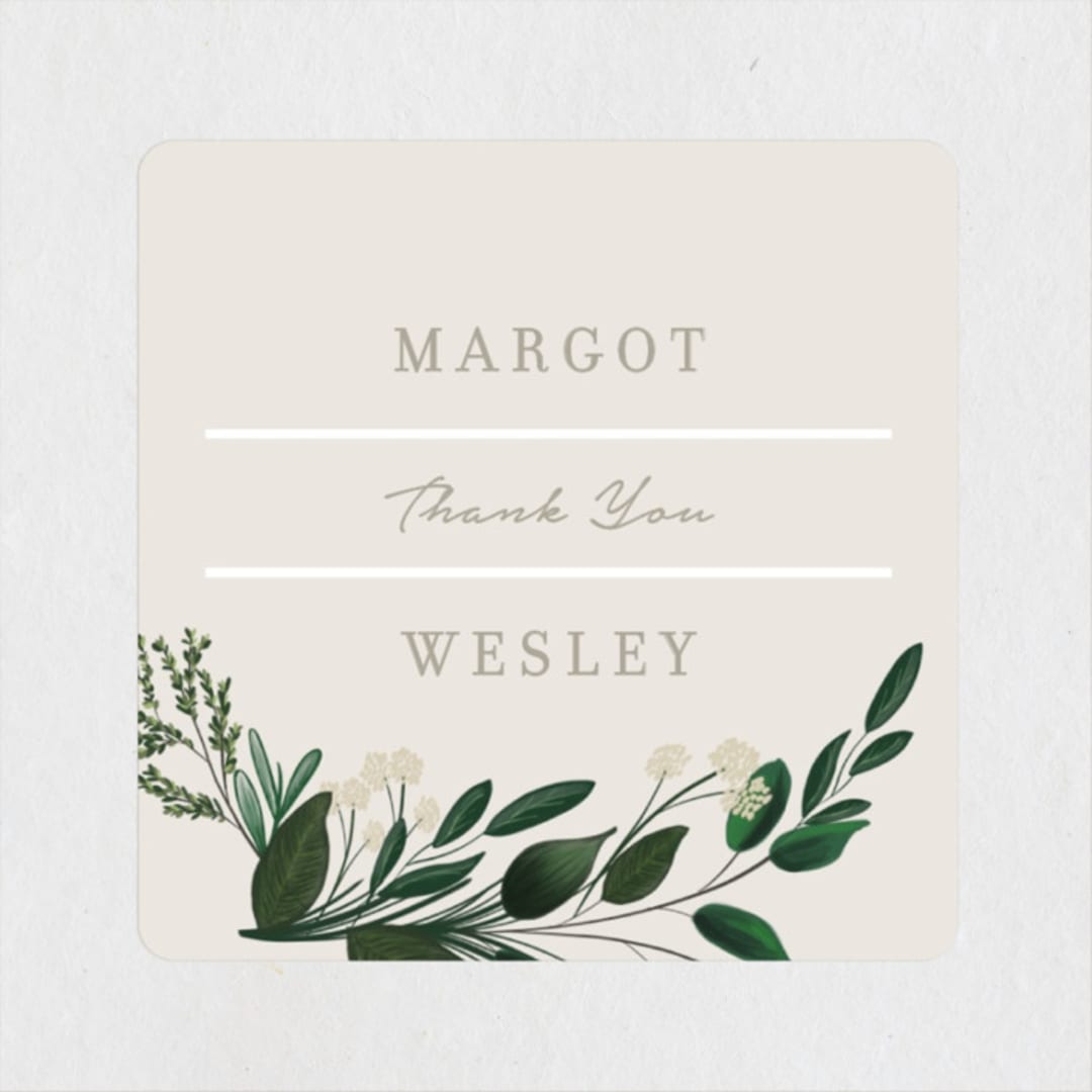 "Watermark" - Rehearsal Dinner Favor Stickers in Cypress by Kaydi Bishop - Front