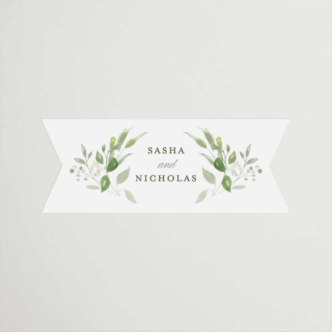 "Verdure" - Rehearsal Dinner Favor Stickers in Garden by Leah Bisch - Front