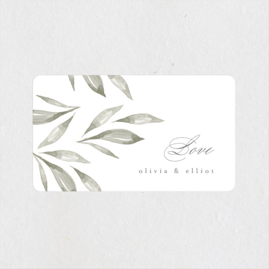 "Whispered Leaves" - Rehearsal Dinner Favor Stickers in Leaf by Kristie Kern - Front