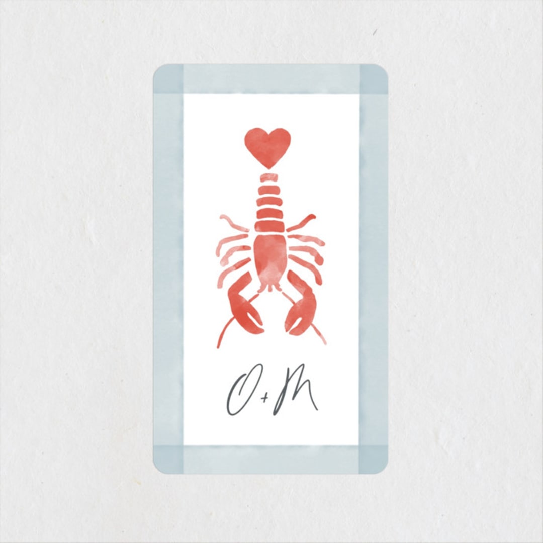 "Love and Lobsters" - Rehearsal Dinner Favor Stickers in Ocean by Jen Tips - Front