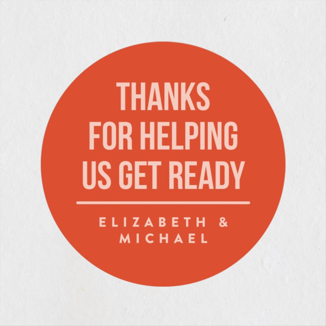 "Get ready to get ready" - Rehearsal Dinner Favor Stickers in Hibiscus by Heather Schertzer - Front
