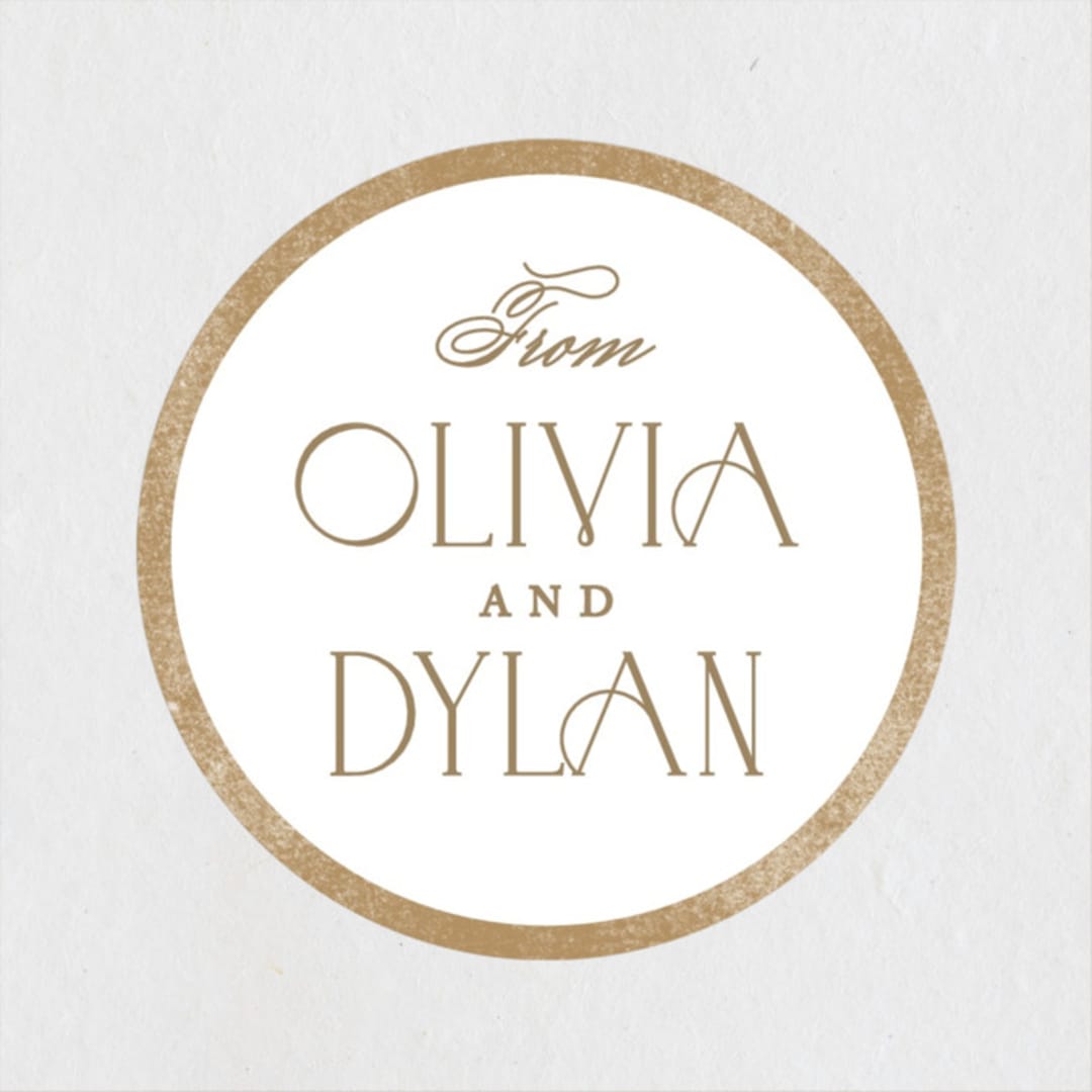 "Timeless glimmer" - Rehearsal Dinner Favor Stickers in Champagne by Creo Study - Front