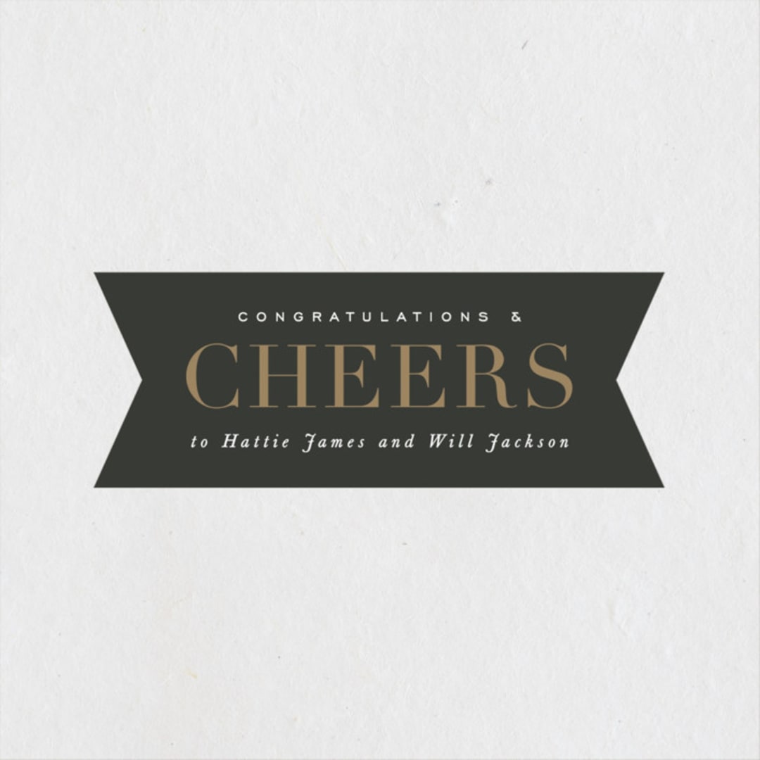 "Cheers" - Rehearsal Dinner Favor Stickers in Smoke by Sara Hicks Malone - Front