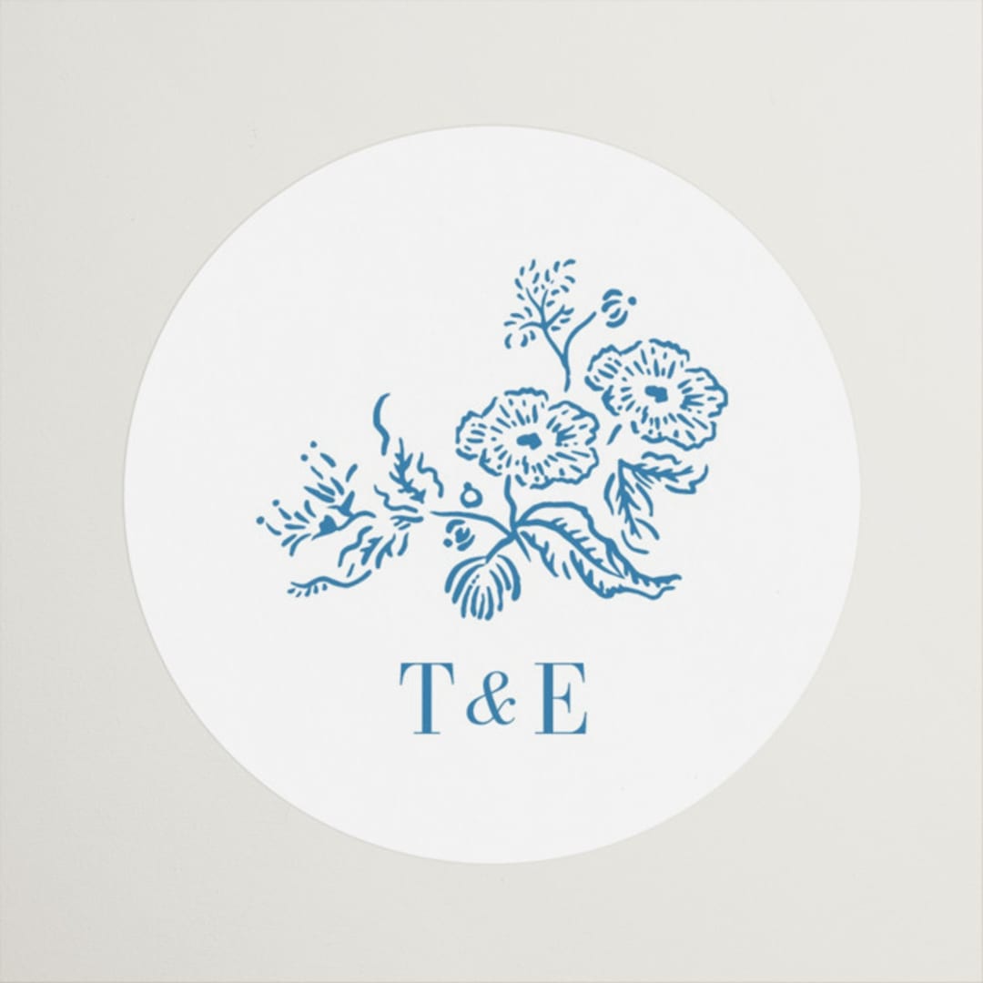 "Lavender fields" - Rehearsal Dinner Favor Stickers in Cerulean by Tamara Hilje - Front