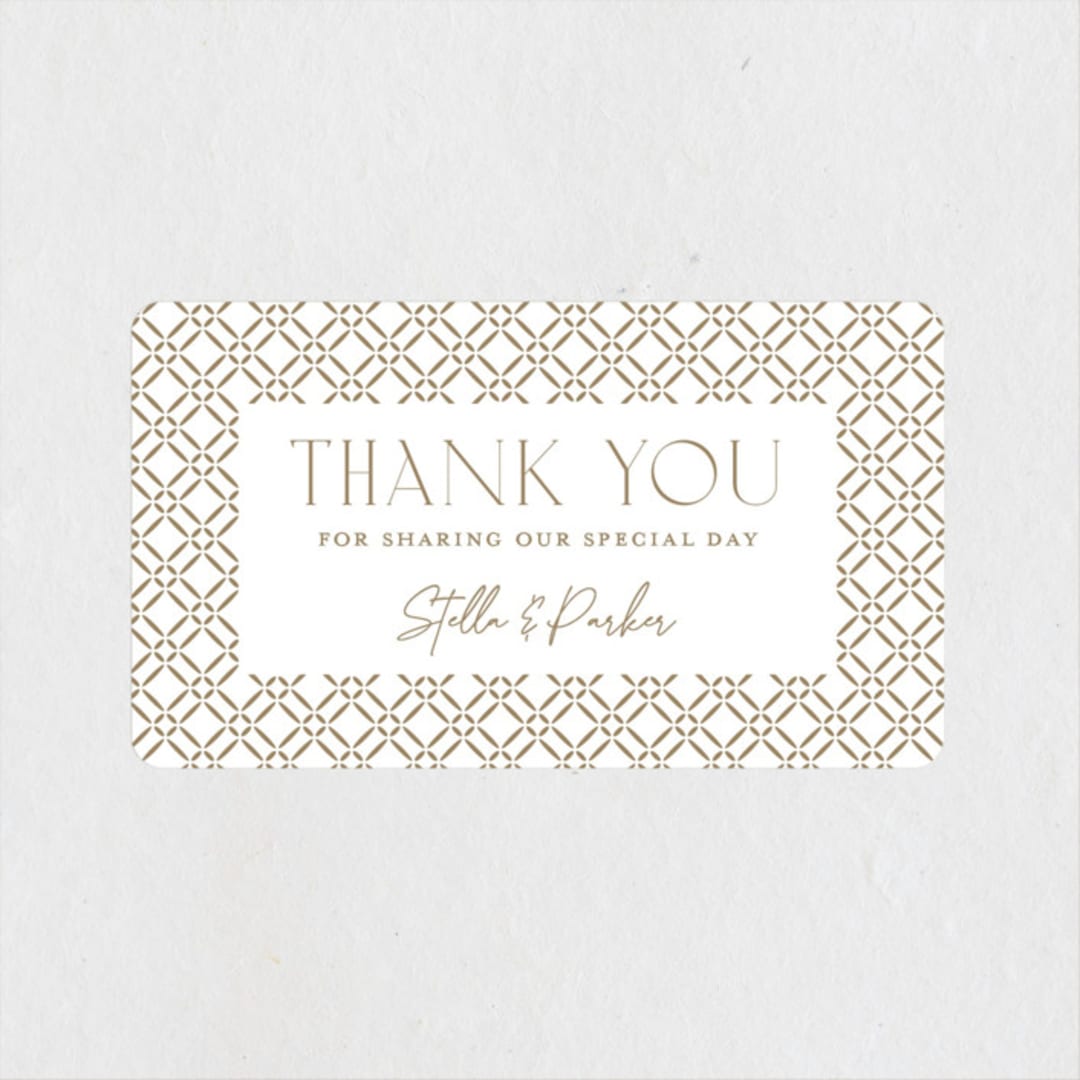 "Rattan" - Rehearsal Dinner Favor Stickers in Almond by Yaling Hou Suzuki - Front