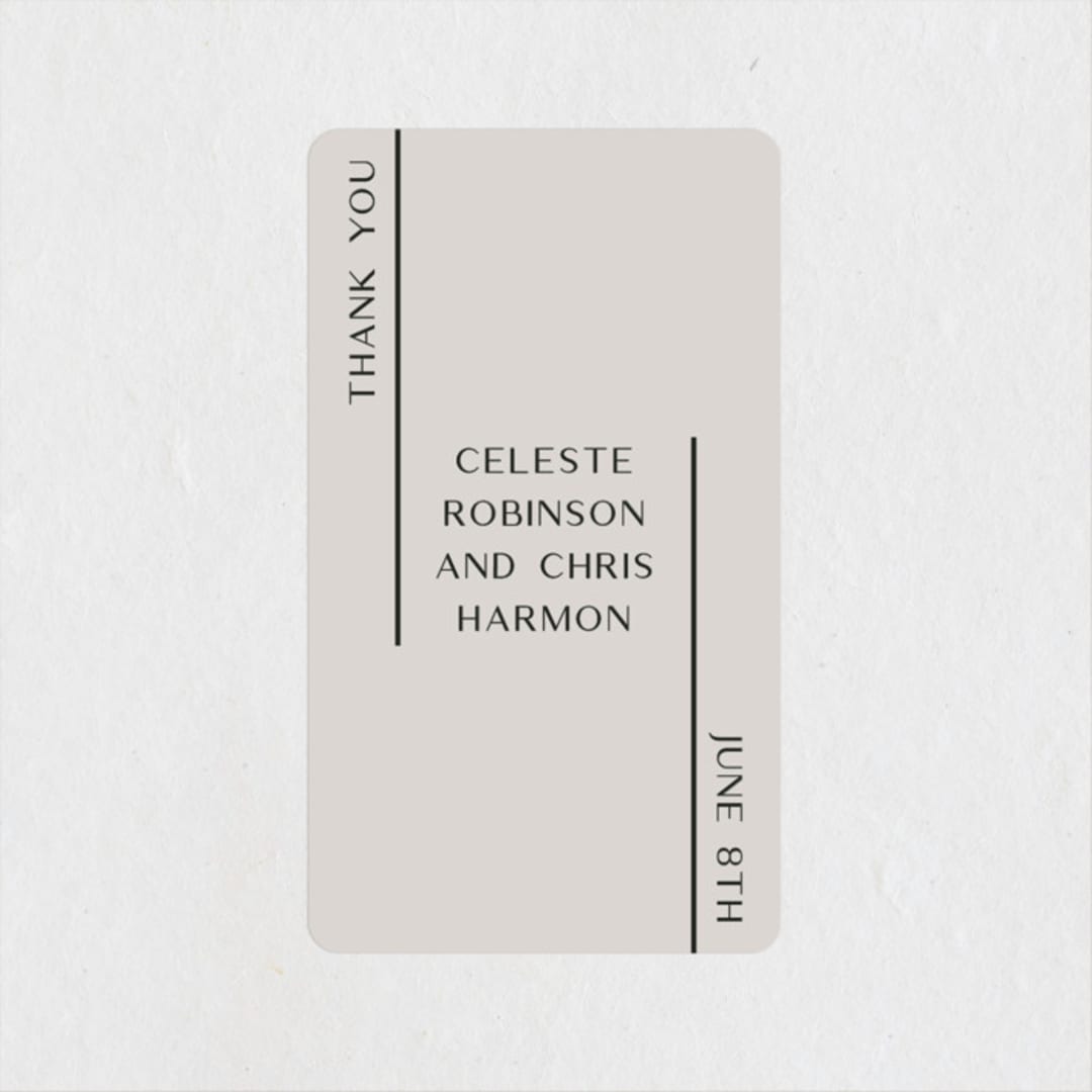 "modern day" - Rehearsal Dinner Favor Stickers in Taupe by Gwen Bedat - Front