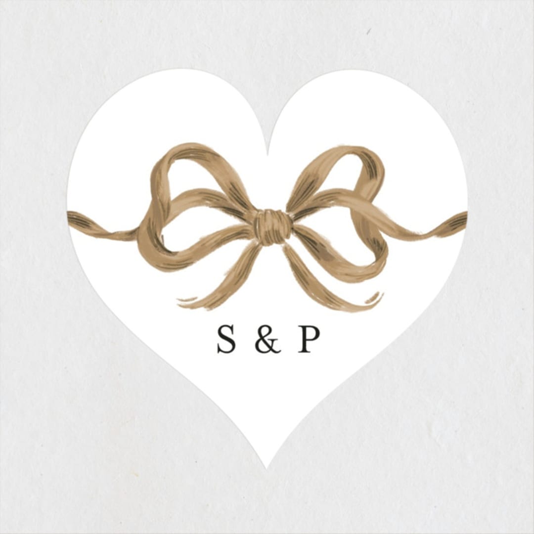 "Rustic Bow" - Rehearsal Dinner Favor Stickers in Snow by Jackie Crawford - Front