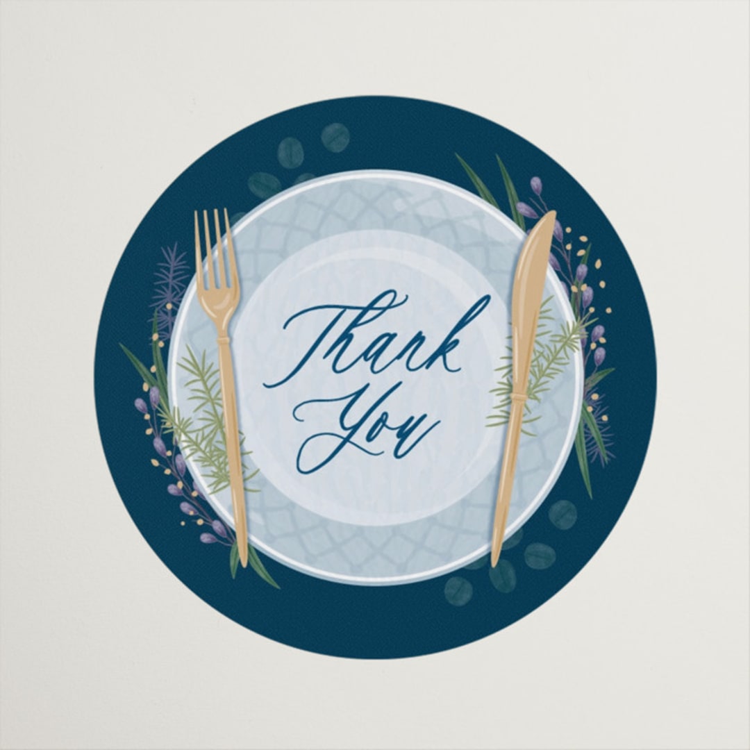 "Time to Dine" - Rehearsal Dinner Favor Stickers in Evening by Paper Sun Studio - Front