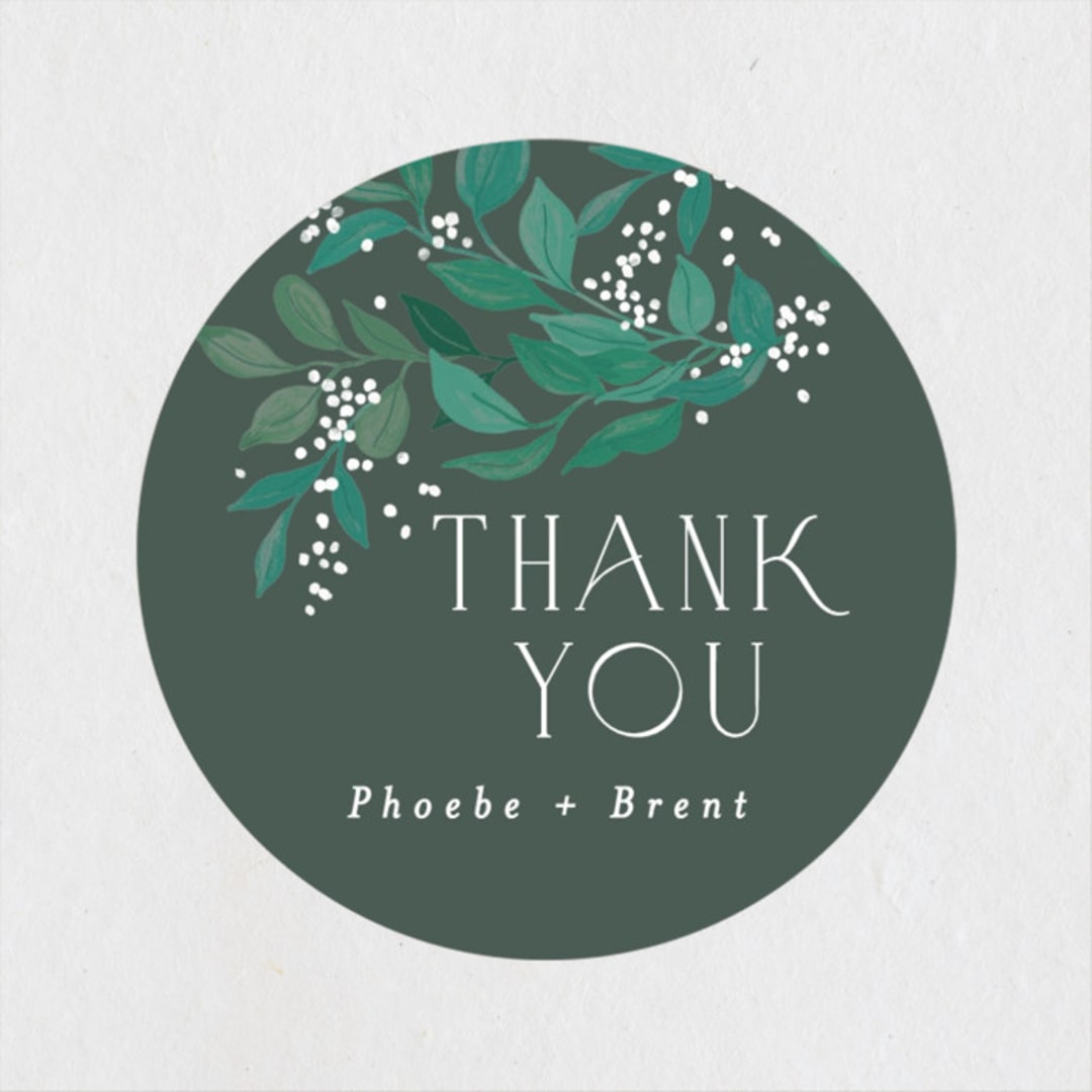 "Stacked Type" - Rehearsal Dinner Favor Stickers in Sage by Alethea and Ruth - Front