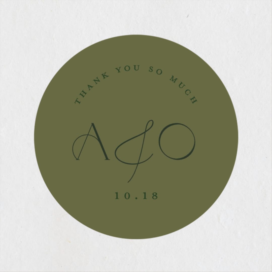 "Annie" - Rehearsal Dinner Favor Stickers in Sage by Stephanie Hawkes - Front