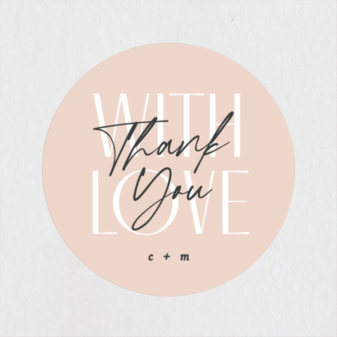 "Modern Type" - Rehearsal Dinner Favor Stickers in Dusty Rose by Creo Study - Front