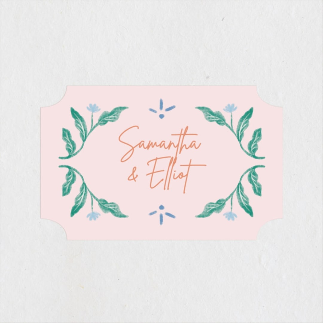 "Delight" - Rehearsal Dinner Favor Stickers in Blush by Elly - Front