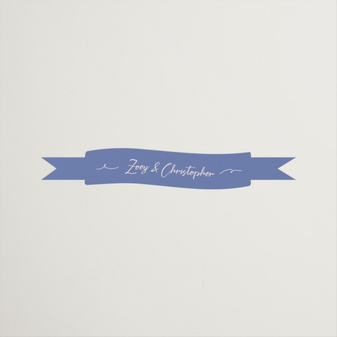 "Casualized" - Rehearsal Dinner Favor Stickers in Sky by Inkblot Design - Front