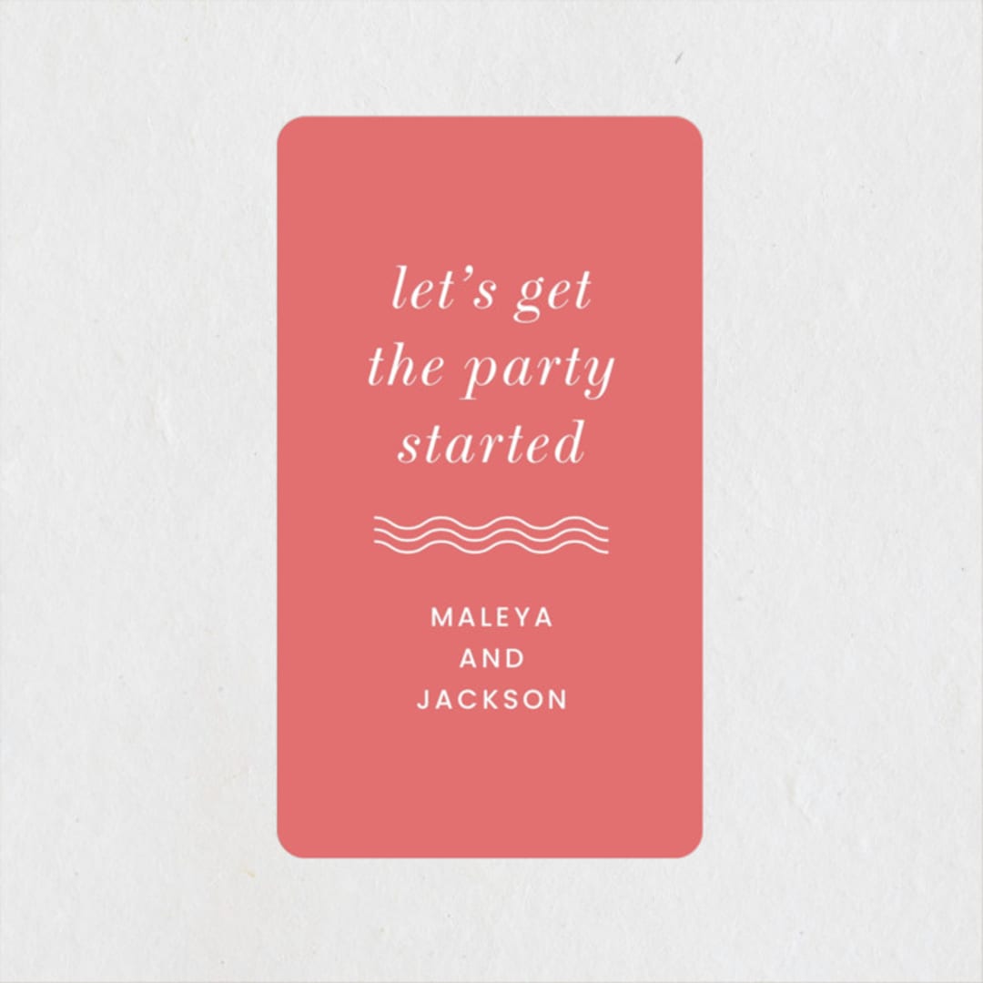 "Party Started" - Rehearsal Dinner Favor Stickers in Flamingo by Kaydi Bishop - Front