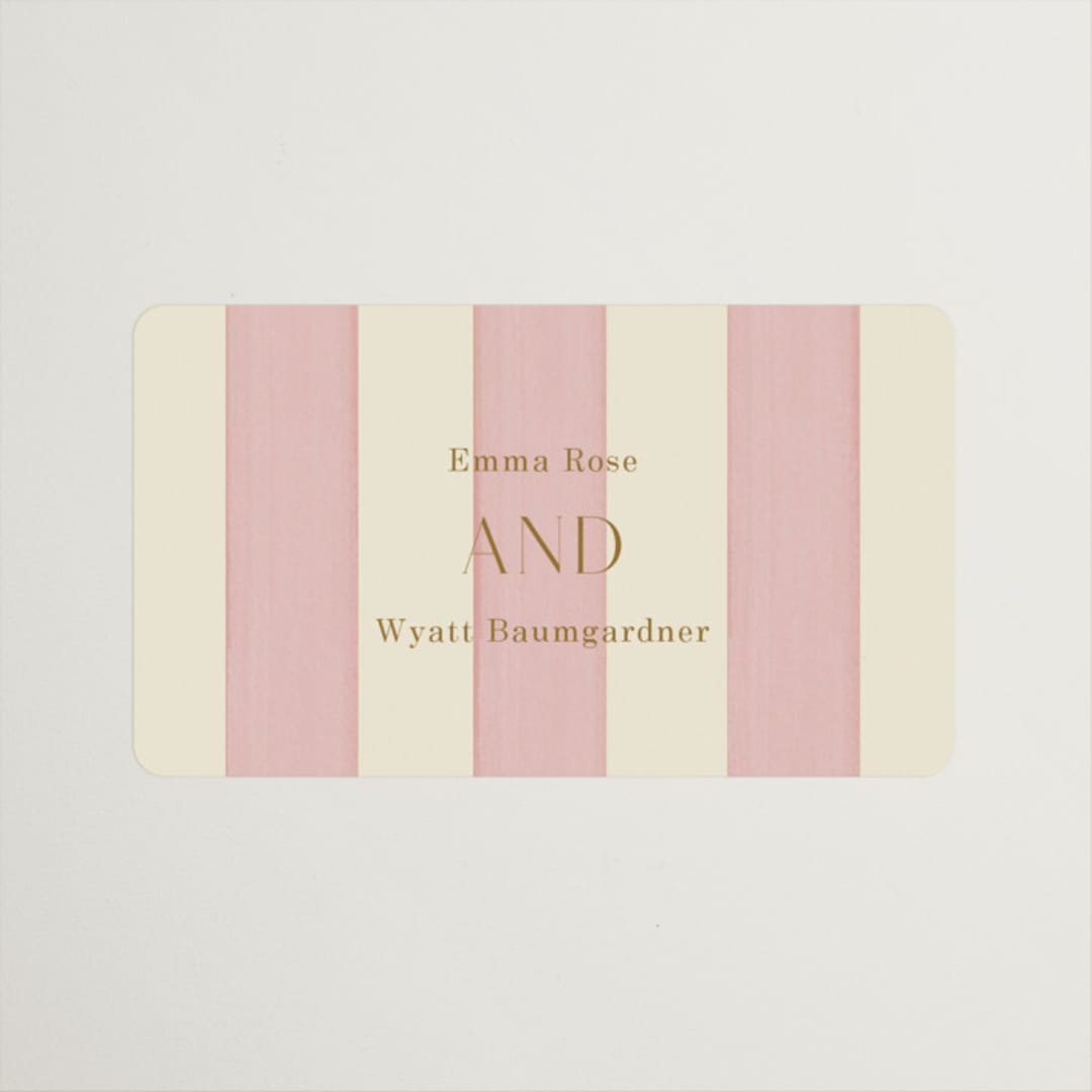 "Tailored Frame" - Rehearsal Dinner Favor Stickers in Peony by Baumbirdy - Front