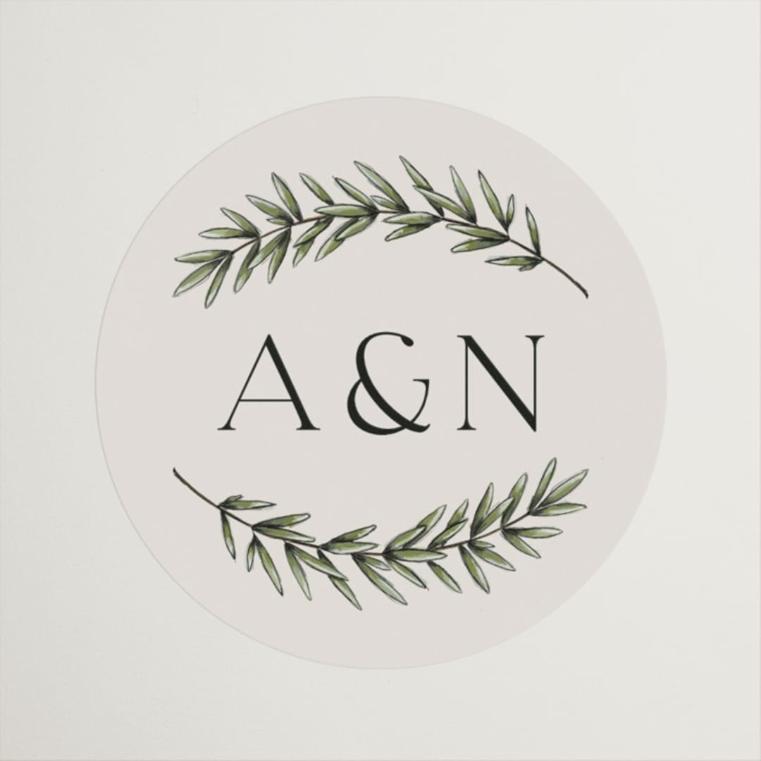 "Rosemary sprig" - Rehearsal Dinner Favor Stickers in Rosemary by Erin Deegan - Front