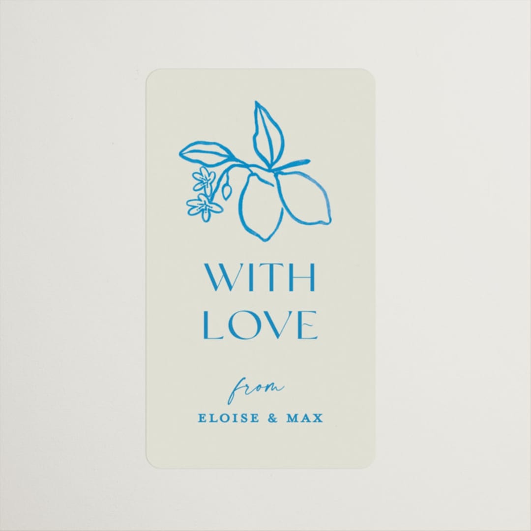 "Mediterraneo" - Rehearsal Dinner Favor Stickers in Ocean by Pati Cascino - Front