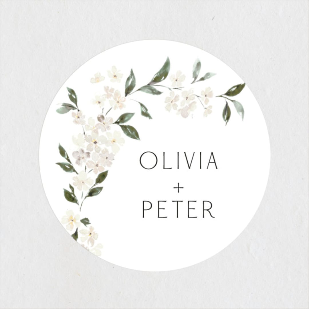 "Sweeping Vine" - Rehearsal Dinner Favor Stickers in Porcelain by Itsy Belle Studio - Front