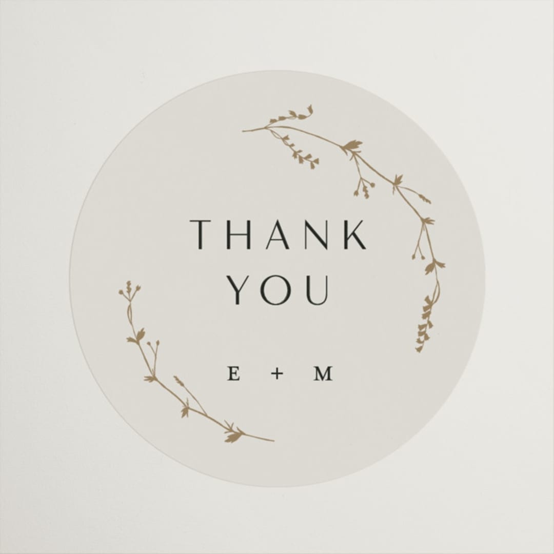 "Vine Wrap" - Rehearsal Dinner Favor Stickers in Champagne by Amy Kross - Front