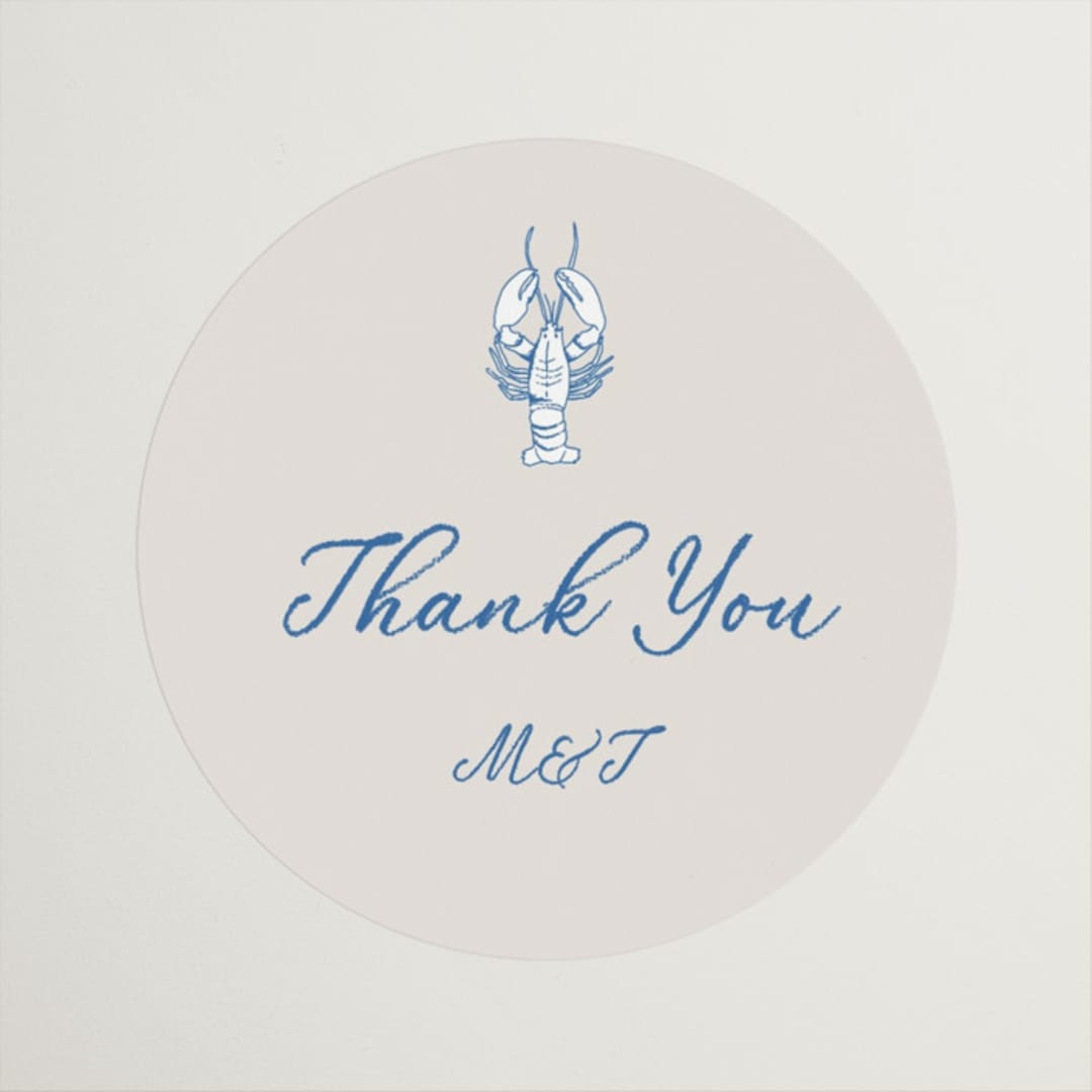 "Seaside Serenade" - Rehearsal Dinner Favor Stickers in Marine by Lucrecia Caporale - Front