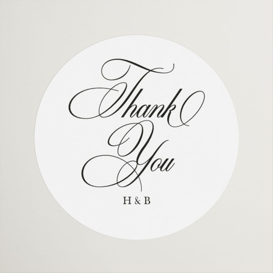 "Traditionalist" - Rehearsal Dinner Favor Stickers in Snow by Sarah Brown - Front