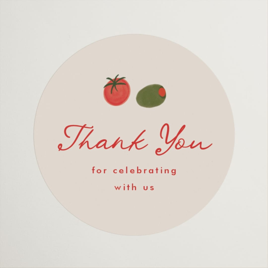 "Olive Bites" - Rehearsal Dinner Favor Stickers in Saucy by Anna Elder - Front