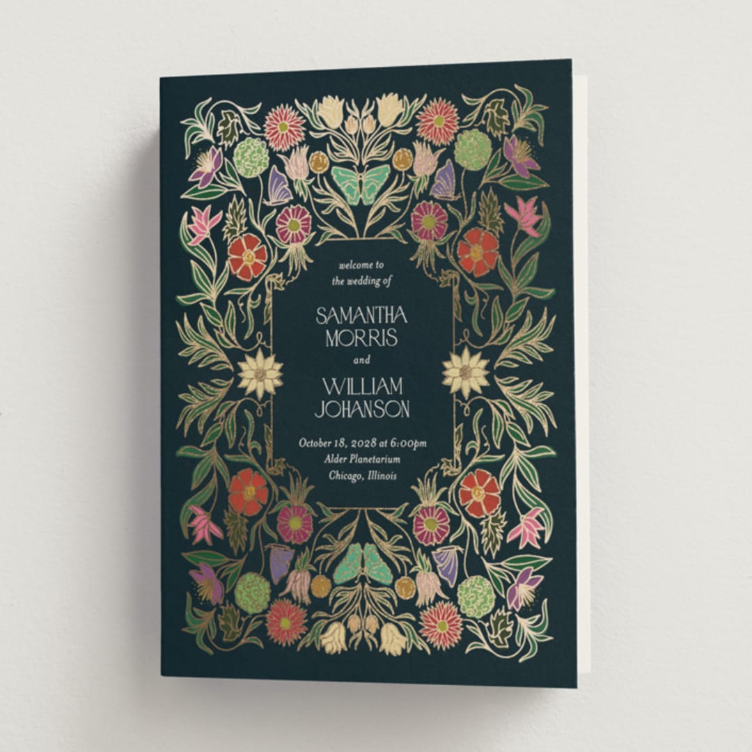 "Gilded Tapestry" - Wedding Programs in Midnight Garden by Simona Camp - Front