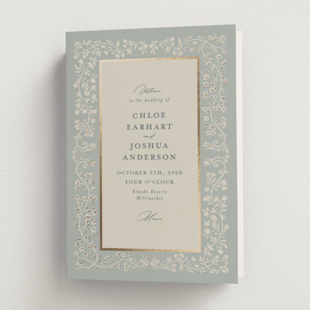 "Floral Romance" - Wedding Programs in Something Blue by Gwen Bedat - Front